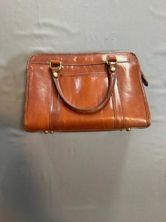 Brahmin Cognac Leather Satchel with Brass Medallion - Picture 3 of 7